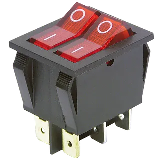 Wippenschalter McPower, 6-polig, rote Wippe, 250V/15A, Stellungen: EIN/AUS Wippenschalter McPower, 6-polig, rote Wippe, 250V/15A, Stellungen: EIN/AUS