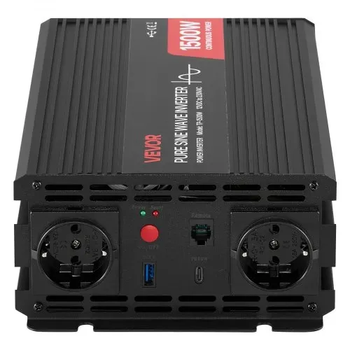 VEVOR 1500-W-Wechselrichter, 12 V DC auf 230 V AC, reiner Sinus-Wechselrichter, mit Fernbedienung, USB- & Typ-C-Anschlüsse, 2 AC-Steckdosen, Schnellladung für RV, LKW, Outdoor-Camping – Bild 10