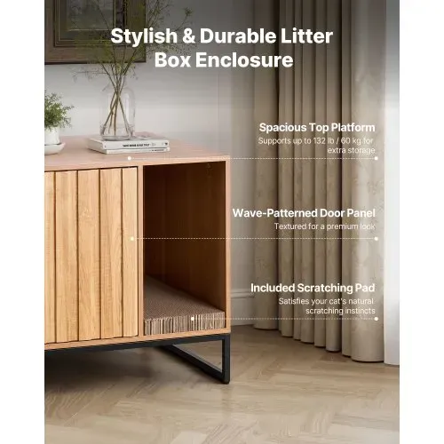 VEVOR Katzenschrank, 800x510x568 mm, Katzentoilette mit Kratzpad & Stauraum, Katzenklo Schrank, Katzenhaus, passend für die meisten Katzentoiletten, für Schlafzimmer & Wohnzimmer – Bild 4