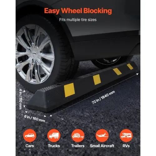VEVOR Parkstopper Radstopper 2 Stk. 184 x 16 x 11 cm Einparkhilfe Parkbegrenzung mit Reflektorstreifen, Parkplatzsperre aus Gummi für Autos Lieferwagen Lkw, Radführungsblock, Parkplatzbegrenzung VEVOR Parkstopper Radstopper 2 Stk. 184 x 16 x 11 cm Einparkhilfe Parkbegrenzung mit Reflektorstreifen, Parkplatzsperre aus Gummi für Autos Lieferwagen Lkw, Radführungsblock, Parkplatzbegrenzung