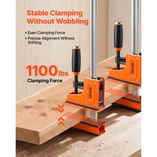 VEVOR Schraubzwingen 4er-Pack, 60,96 cm & 78,7 cm F-Zwingen, 500 kg Klemmzwingen, 2-fach Klemm-/Spreizfunktion, Weiche Gummifüße, Stange aus Kohlenstoffstahl, für Holz- & Metallbearbeitung – Bild 3