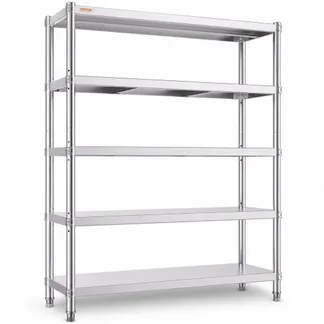 VEVOR Küchenregal 5 Ebenen, Standregal bis 750 kg (150 kg pro Boden), Edelstahlregal Gastronomie mit Verstellbaren Füßen & Regalböden, Schwerlastregal für Lager Garage Werkstatt, 1200 x 455 x 1830 mm VEVOR Küchenregal 5 Ebenen, Standregal bis 750 kg (150 kg pro Boden), Edelstahlregal Gastronomie mit Verstellbaren Füßen & Regalböden, Schwerlastregal für Lager Garage Werkstatt, 1200 x 455 x 1830 mm
