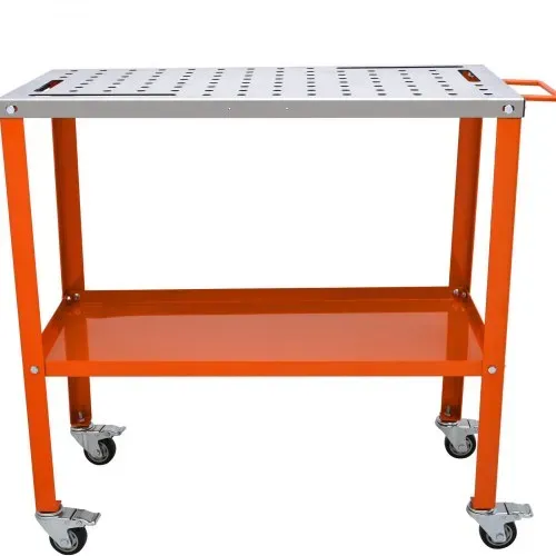 VEVOR Mobiler Schweißtisch 91,4x45,7cm Schweißwerkbank 544kg Tragfähigkeit Lochtisch 94 Löcher (φ 1,6cm) Werkbank Kohlenstoffstahl Arbeitstisch Schweißwagen mit Rädern 4 Werkzeugschlitzen – Bild 10