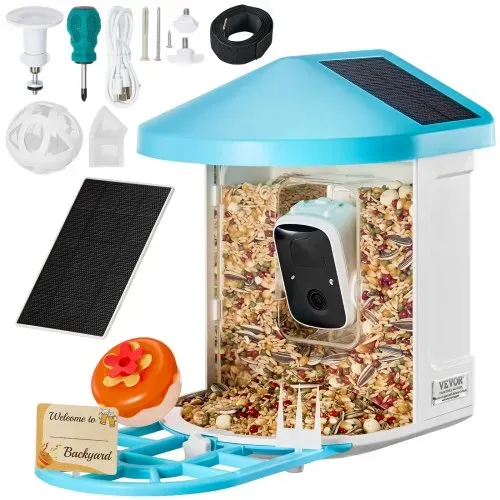 VEVOR Intelligenter Vogelfutterspender mit Kamera, 2K HD KI identifiziert über 10.000 Vogelarten, solarbetriebene Vogelbeobachtungskamera mit automatischer Aufnahme und sofortiger Benachrichtigung, kabelloses Outdoor-Geschenk für Vogelliebhaber (3 Solarmodule) – Bild 8