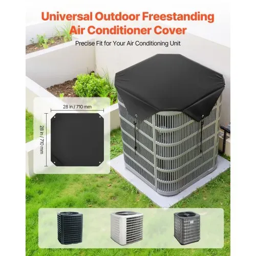 VEVOR Klimaanlagenabdeckung für Außengeräte, 710 x 710 mm, Abdeckung für Klimaanlagen, 100 % Polyestergewebe, Schutzabdeckung, regenfest, für den Außenbereich, alle Jahreszeiten, schwarz VEVOR Klimaanlagenabdeckung für Außengeräte, 710 x 710 mm, Abdeckung für Klimaanlagen, 100 % Polyestergewebe, Schutzabdeckung, regenfest, für den Außenbereich, alle Jahreszeiten, schwarz