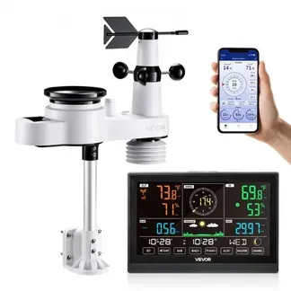 VEVOR 5-in-1-WLAN-Wetterstation, 7,5-Zoll-VA-Display, solarbetriebener Außensensor, Wettercenter zur Wettervorhersage, Windgeschwindigkeit, Windrichtung, Temperatur, Luftfeuchtigkeit, Niederschlag VEVOR 5-in-1-WLAN-Wetterstation, 7,5-Zoll-VA-Display, solarbetriebener Außensensor, Wettercenter zur Wettervorhersage, Windgeschwindigkeit, Windrichtung, Temperatur, Luftfeuchtigkeit, Niederschlag