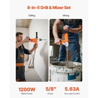 VEVOR elektrische Bohrmaschine 15,89 mm 1200 W mit Mixer Bohrmaschinenmischer Set 750 U/min 3,2 A Mischbohrmaschine mit D-Griff zum Bohren & Mischen Handbetonmischer für Futter Zement VEVOR elektrische Bohrmaschine 15,89 mm 1200 W mit Mixer Bohrmaschinenmischer Set 750 U/min 3,2 A Mischbohrmaschine mit D-Griff zum Bohren & Mischen Handbetonmischer für Futter Zement