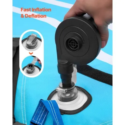 VEVOR Towable Tube für Boote, Wassersport-Schleppreifen für 3 Personen, bis 231 kg Tragfähigkeit, mit 2 Zugpunkten, Nylonhülle, Gepolsterten Griffen und Sicherheitsventil, für Seen, Flüsse, Blau – Bild 4