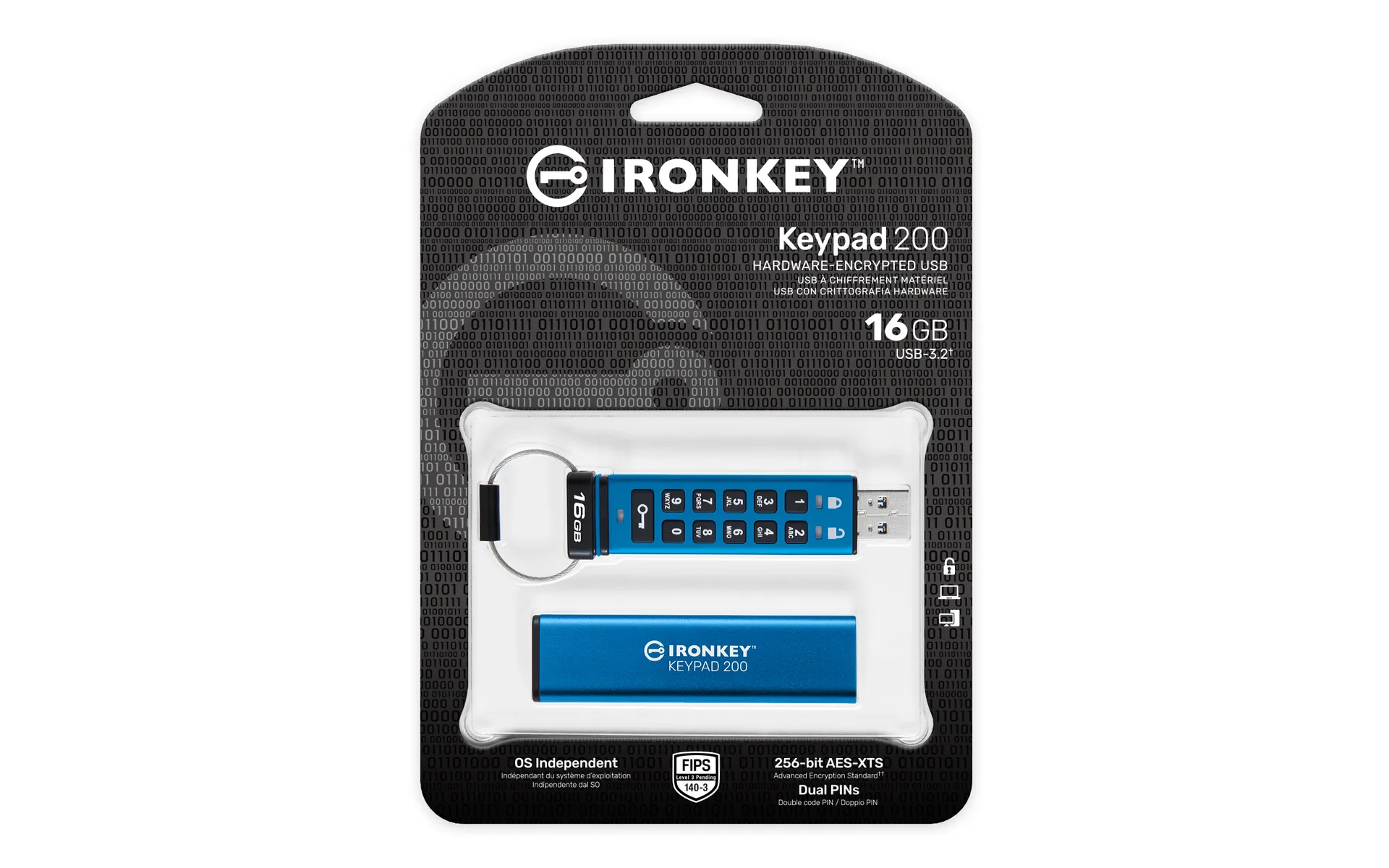 Kingston Technology IronKey 16GB Keypad 200, FIPS 140-3 Lvl 3 AES-256 Verschlüsselung – Bild 3
