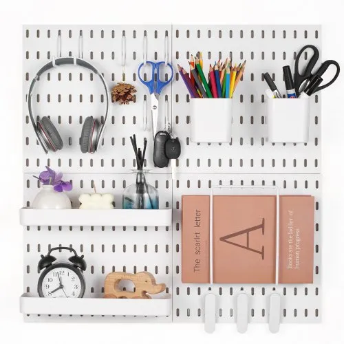 VEVOR Werkzeugwand, 28 x 28 cm, 4er-Set, Kunststoff-Stecktafel-Wand-Organizer-Set mit Zubehör, für Garage, Werkzeugaufbewahrung, Küche, Wohnzimmer, Bastelraum, Büro, Badezimmer, Zuhause, weiß VEVOR Werkzeugwand, 28 x 28 cm, 4er-Set, Kunststoff-Stecktafel-Wand-Organizer-Set mit Zubehör, für Garage, Werkzeugaufbewahrung, Küche, Wohnzimmer, Bastelraum, Büro, Badezimmer, Zuhause, weiß