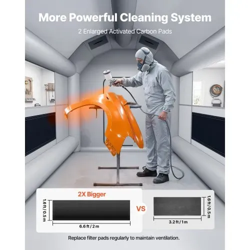 VEVOR Aufblasbare Lackierkabine 4x3x2,75 m Spritzkabine Lackierzelt Grau, mit 750-W-Gebläse & Aktivkohlefiltration PVC-Fenster Gewölbtem Dach für Fahrräder Motorräder & Möbel Tragbar – Bild 2