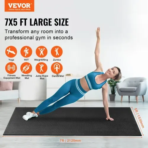 VEVOR Trainingsmatte, rutschfeste, hochdichte Premium-Yogamatte, Trainings-Yogamatte für Männer und Frauen, Fitness- und Trainingsmatte mit Tasche und Tragegurt, für alle Arten von Heim-Yoga, Pilates und Bodentraining (2,1 x 1,5 m) VEVOR Trainingsmatte, rutschfeste, hochdichte Premium-Yogamatte, Trainings-Yogamatte für Männer und Frauen, Fitness- und Trainingsmatte mit Tasche und Tragegurt, für alle Arten von Heim-Yoga, Pilates und Bodentraining (2,1 x 1,5 m)