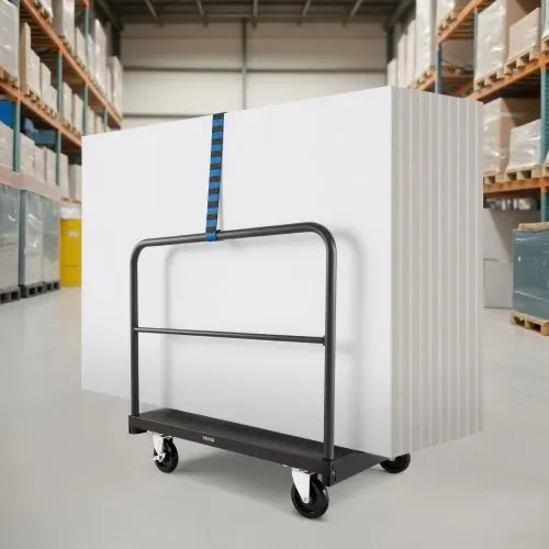 VEVOR Plattenwagen, 816 kg, 2-in-1 Transportwagen mit 360° Lenkrollen, Plattenroller, Plattenkarre mit 4 seitlichen Handläufen, Transporthilfe für Fabrik, Lager, Garage, Schwarz 914x610x858 mm – Bild 7