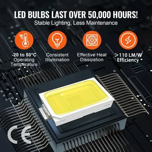VEVOR LED-Garagenleuchten, 88000 lm, 6500 K, 14 Rastersysteme, quadratische Garagen-Deckenleuchten, DIY, kaltweiß, Autodetaillierung, Garagenbeleuchtung, superhelles Ladenlicht für Keller, Lager, Auto-Schönheitswerkstatt – Bild 4