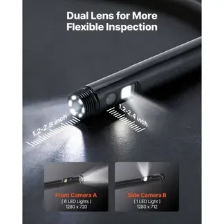 VEVOR Dual Lens Endoskopkamera mit 5 Zoll Bildschirm, 3000mAh Akku Inspektionskamera mit 5m Kabel 8X Zoom 180° Bildrotation IP67 Wasserdicht, 5,5mm Industrie Endoskop mit Licht für Auto Rohre Abfluss VEVOR Dual Lens Endoskopkamera mit 5 Zoll Bildschirm, 3000mAh Akku Inspektionskamera mit 5m Kabel 8X Zoom 180° Bildrotation IP67 Wasserdicht, 5,5mm Industrie Endoskop mit Licht für Auto Rohre Abfluss
