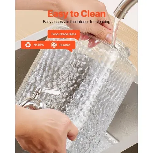 VEVOR Getränkespender (2 x 5,5 L) für Partys Saftspender (aus Glas) mit tropfsicherem Zapfhahn & Metallständer Wasserspender für Restaurants Partys, Limonade selbstgemachte Getränke Spender – Bild 5
