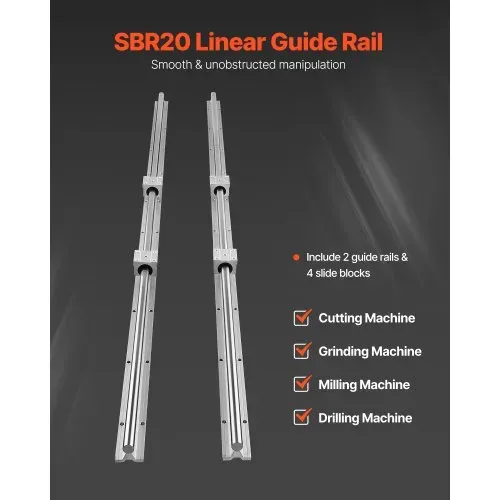 VEVOR Linearführung Linearschiene 2 Stk. SBR20-1500mm Kohlenstoffstahl Aluminium Führungsschiene mit 4 Stk. SBR20UU-Gleitblöcke Linearlager Lagerblock CNC Teile für 3D Drucker Fräs-/Drehmaschine VEVOR Linearführung Linearschiene 2 Stk. SBR20-1500mm Kohlenstoffstahl Aluminium Führungsschiene mit 4 Stk. SBR20UU-Gleitblöcke Linearlager Lagerblock CNC Teile für 3D Drucker Fräs-/Drehmaschine