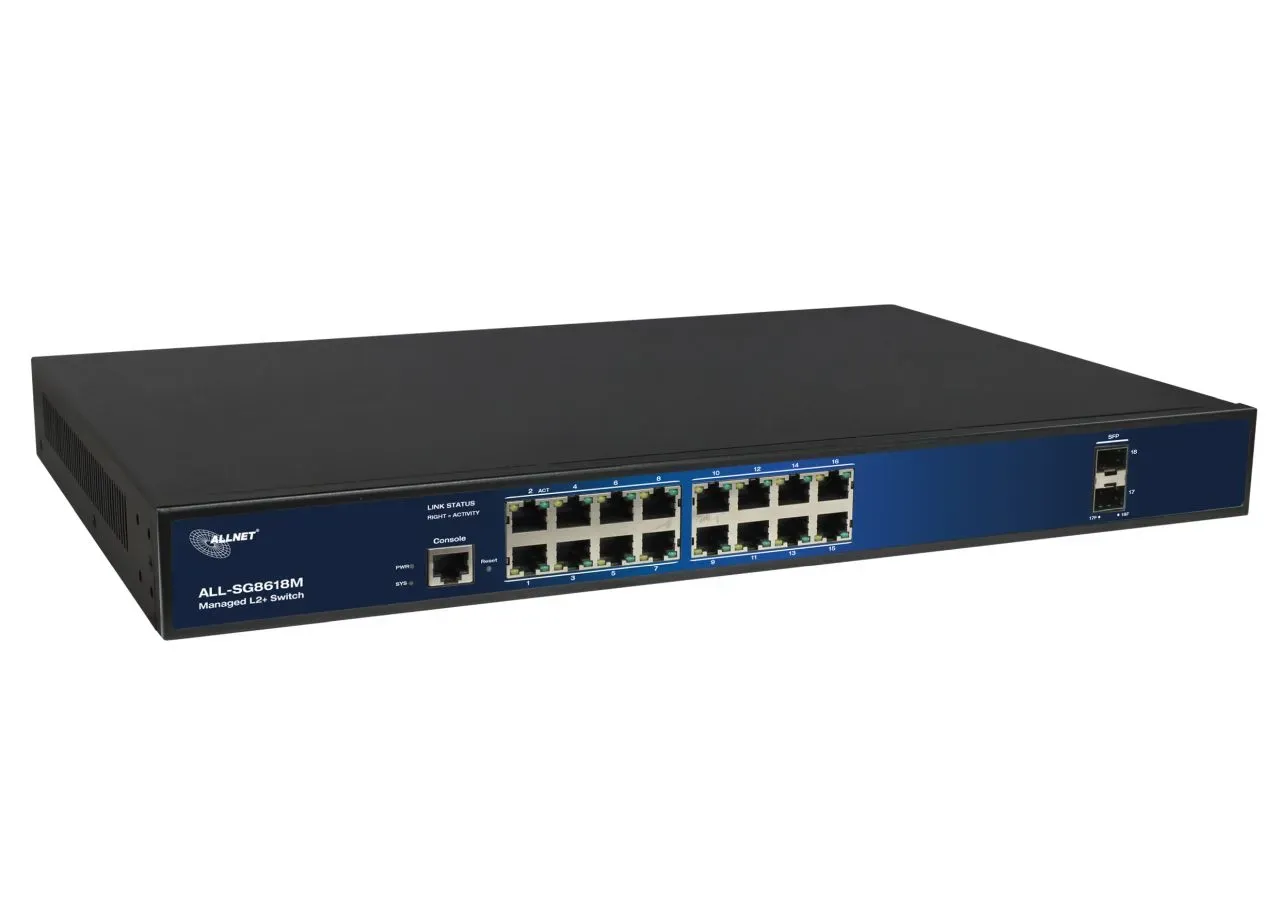 ALLNET Switch full managed Layer2+ 18 Port • 16x GbE • 4x SFP • 19" • Lüfterlos • ALL-SG8618M – Bild 2