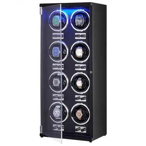 VEVOR Uhrenbeweger, Automatik-Uhrenbeweger, Watch Winder, Uhrenbeweger für Automatikuhren, Automatischer Uhrenbeweger mit Platz für 8 Uhren, LED Beleuchtung, 150–207 mm Einstellbar Riemenlänge – Bild 10