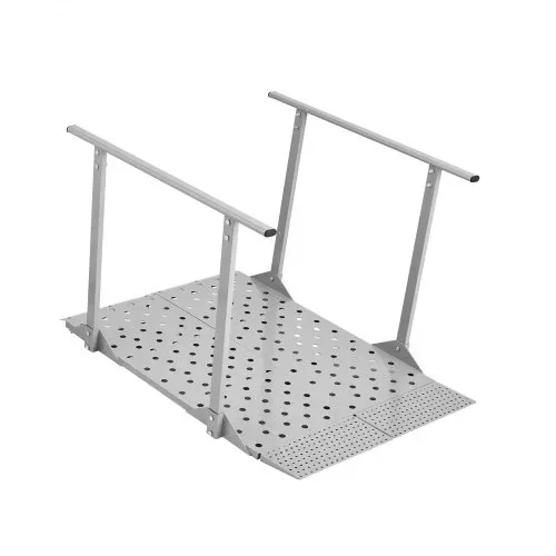 VEVOR Rollstuhlrampe mit Handläufen, 1140x850x705mm Schwellenrampe mit Max. 199,6kg Tragkraft, Rutschfeste Auffahrschiene aus Eisen, Tragbare Auffahrrampe für Scooter Türschwelle Bordsteine Treppen – Bild 9