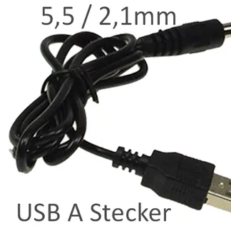 Anschlusskabel USB auf Hohlstecker, 1m USB A auf 5,5 / 2,1mm Anschlusskabel USB auf Hohlstecker, 1m USB A auf 5,5 / 2,1mm