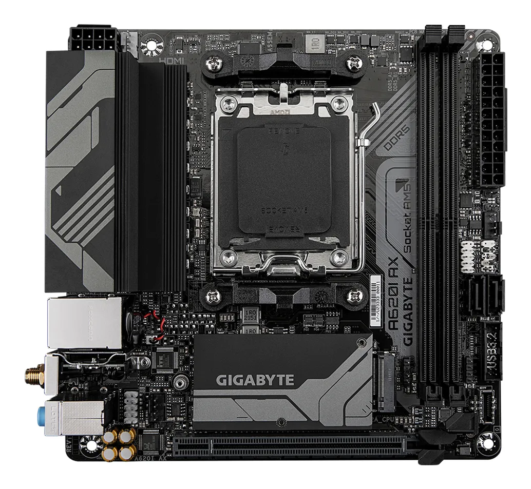 GIGABYTE A620I AX Motherboard - Unterstützt AMD Ryzen 8000 CPUs, 5+2+1 Phasen Digital VRM, bis zu 6400MHz DDR5 (OC), 1xPCIe 4.0 M.2, Wi-Fi 6E, 2.5GbE LAN, USB 3.2 Gen 2 – Bild 2