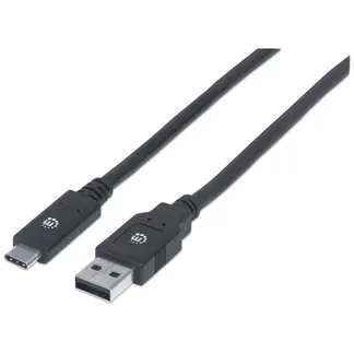 Manhattan USB 3.1 Typ C Gen1-Kabel, Typ C-Stecker auf Typ A-Stecker, 5 Gbit/s, 2 m, schwarz Manhattan USB 3.1 Typ C Gen1-Kabel, Typ C-Stecker auf Typ A-Stecker, 5 Gbit/s, 2 m, schwarz