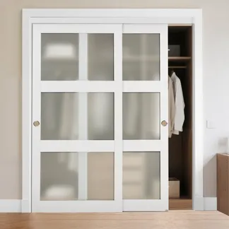 VEVOR Schiebetür 1829 mm x 2032 mm (passende Öffnungsgröße), Bypass-Schiebetüren aus Milchglas mit Hardware-Kit, Massivholz & MDF-Platte mit wasserfester PVC-Oberfläche für Schränke Weiß VEVOR Schiebetür 1829 mm x 2032 mm (passende Öffnungsgröße), Bypass-Schiebetüren aus Milchglas mit Hardware-Kit, Massivholz & MDF-Platte mit wasserfester PVC-Oberfläche für Schränke Weiß