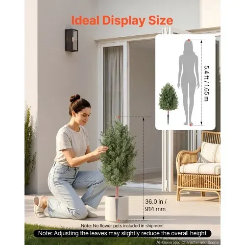 VEVOR Künstliche Pflanze 2 Stk. Künstlicher Zedernbaum mit Erdspieß 914mm, Dekopflanze für Wohnzimmer Balkon Büro Veranda Garten, UV-Beständig, Zedernpflanzen aus PE, Naturgetreu, Indoor & Outdoor – Bild 2