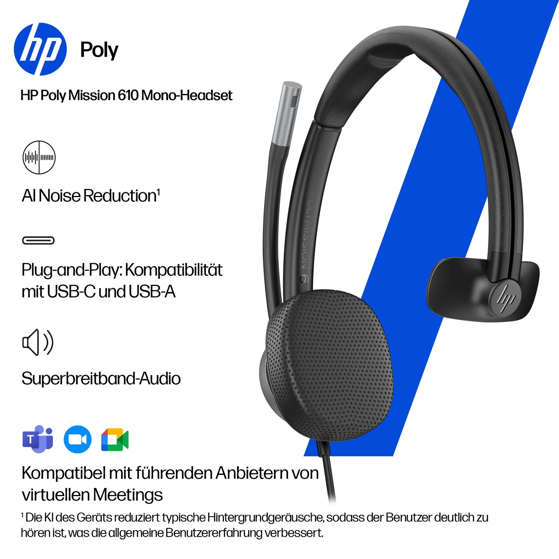HP Poly Mission 625 Kabelgebundenes Stereo-USB-Headset – Bild 4