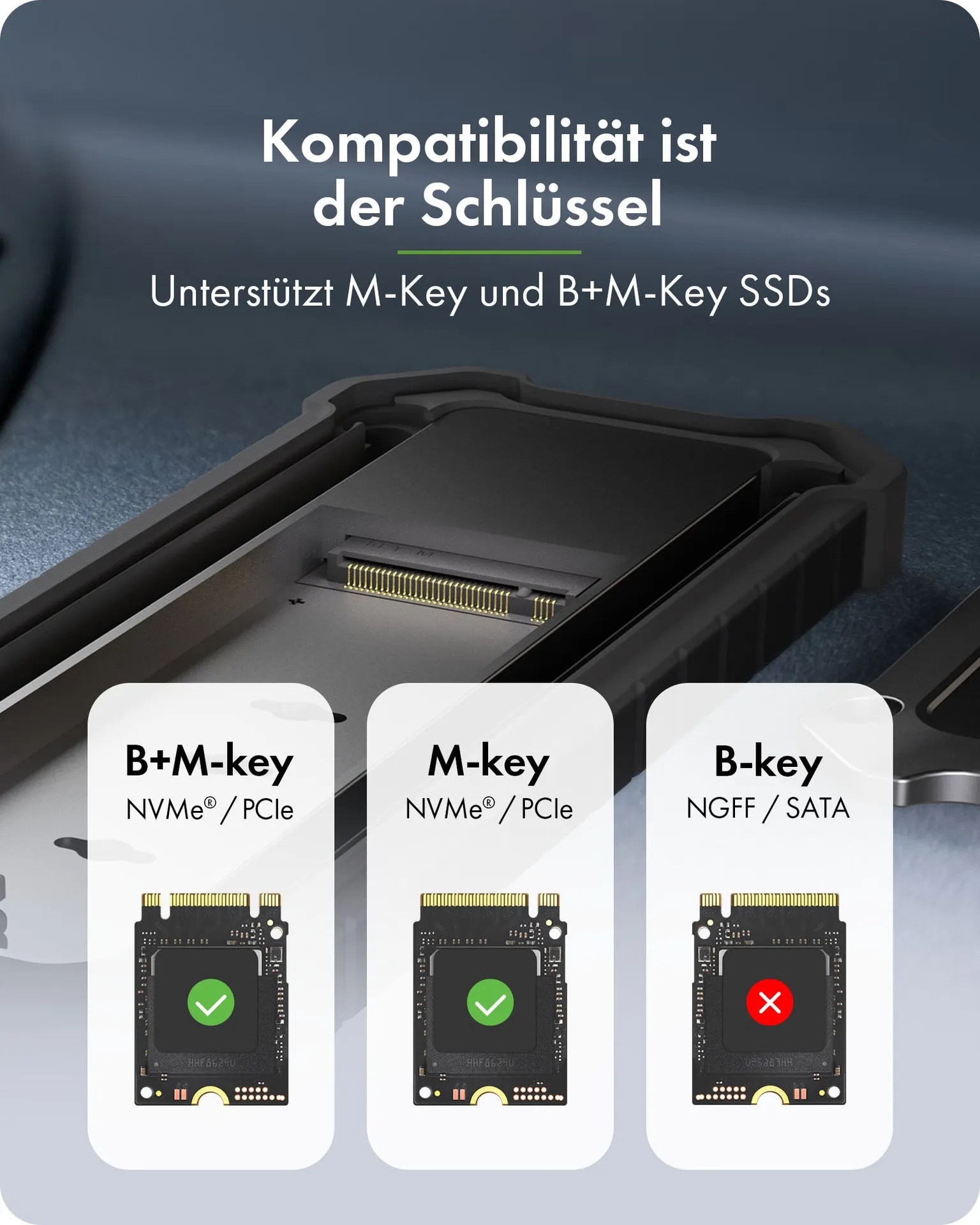 ICY BOX M.2 NVMe/SATA SSD Enclosure staub- und stoßfest – Bild 5