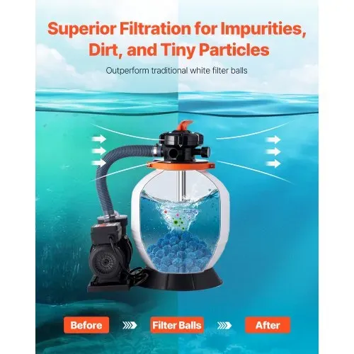 VEVOR Pool-Filterbälle für Sandfilter, 0,71 kg, zum Ersetzen von Pool-Filtersand, blaues Filtermedium aus Polyesterfaser mit Waschbeutel, für Schwimmbecken, Aquarien, Aufstellbecken – Bild 2