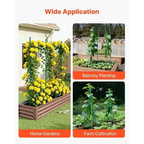 VEVOR Rankhilfe, 50er-Pack, Pflanzstab ⌀11x1455 mm, kunststoffbeschichtete Metall-Tomatenstäbe, Pflanzenstütze mit spitzem Ende & rutschfesten Noppen für den Anbau von Kletterpflanzen & Gemüse – Bild 5