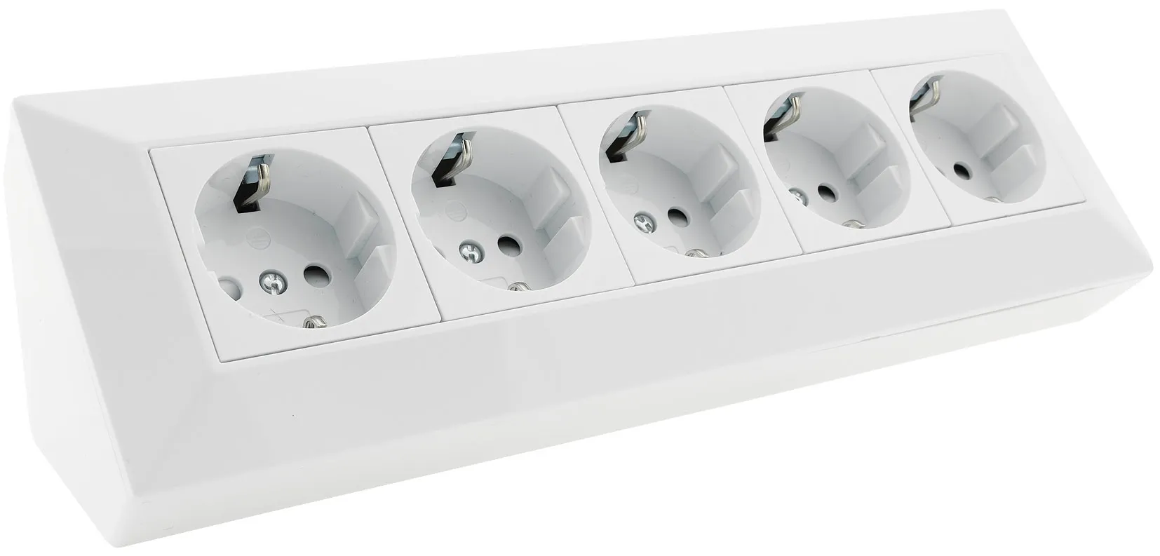 5-fach Steckdosenblock, weiß 250V~/ 16A, Aufbaumontage 5-fach Steckdosenblock, weiß 250V~/ 16A, Aufbaumontage