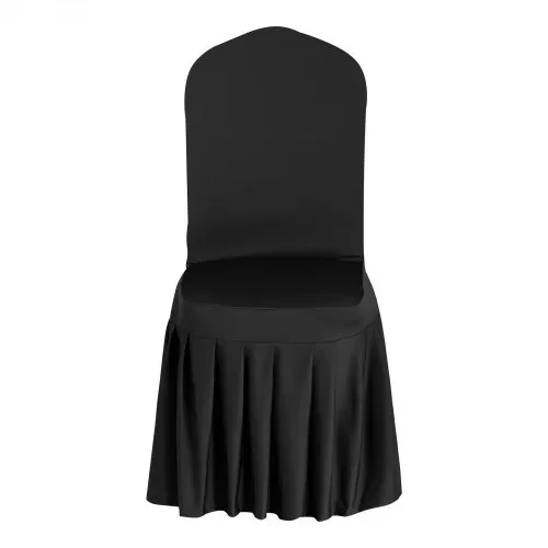 VEVOR 30 x Stuhlhussen Stuhlbezug mit flacher Vorderseite Stretch waschbarer & abnehmbarer Stuhlüberzug aus Polyester-Spandex für Hochzeitsfeiern, passend für Stühle (51 x 45 x 95 cm) Schwarz – Bild 9
