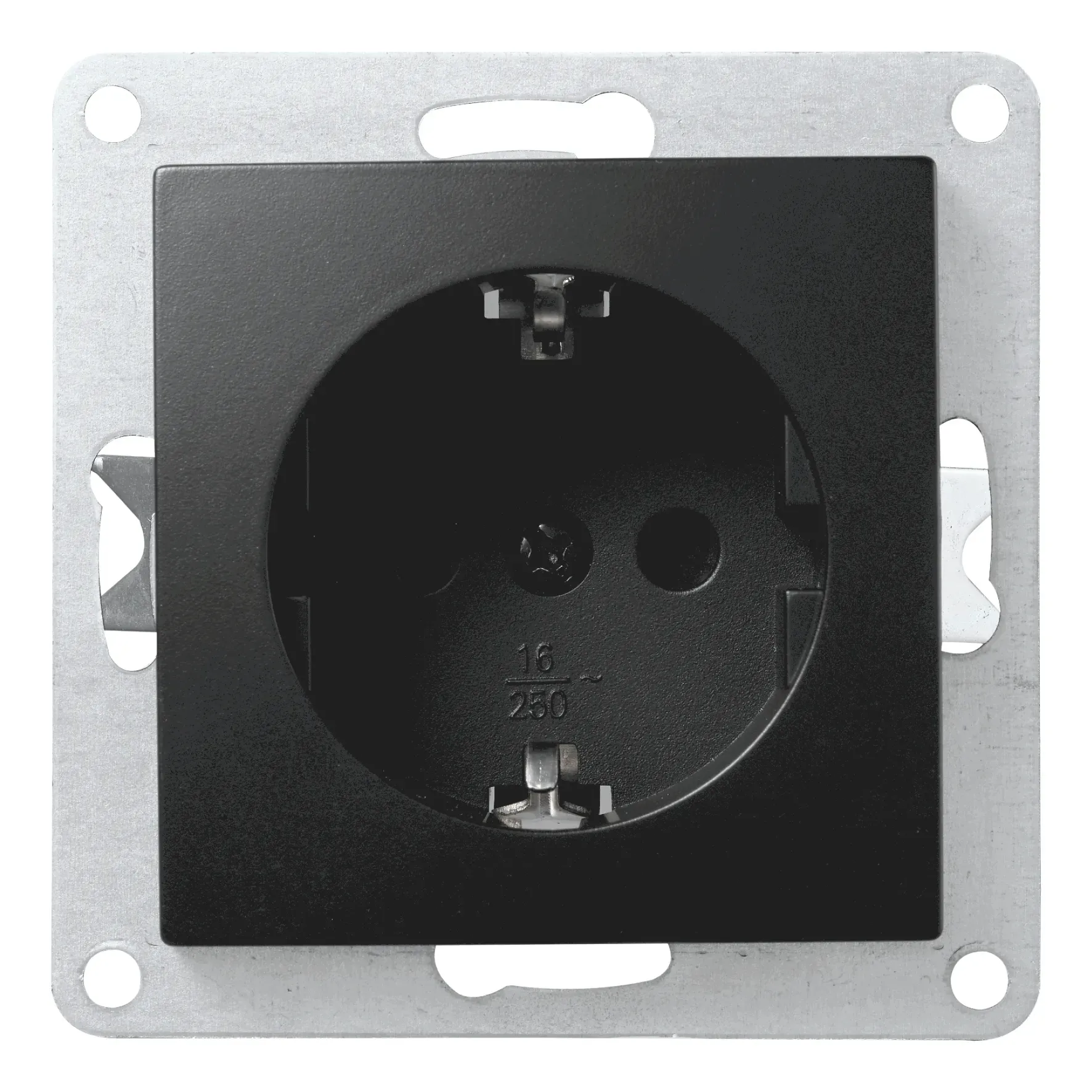 Schutzkontakt-Steckdose McPower “Flair“, 250V~/16A, Steckanschluss, matt schwarz Schutzkontakt-Steckdose McPower “Flair“, 250V~/16A, Steckanschluss, matt schwarz