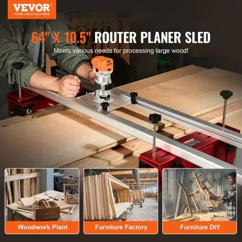 VEVOR Frässchlitten, 1625 mm, tragbare einstellbare Vorrichtung zum Glätten von Platten, DIY-Frässchlitten für die Holzbearbeitung, Plattenführungsvorrichtung, Trimmhobelmaschine zum Glätten von Holz VEVOR Frässchlitten, 1625 mm, tragbare einstellbare Vorrichtung zum Glätten von Platten, DIY-Frässchlitten für die Holzbearbeitung, Plattenführungsvorrichtung, Trimmhobelmaschine zum Glätten von Holz