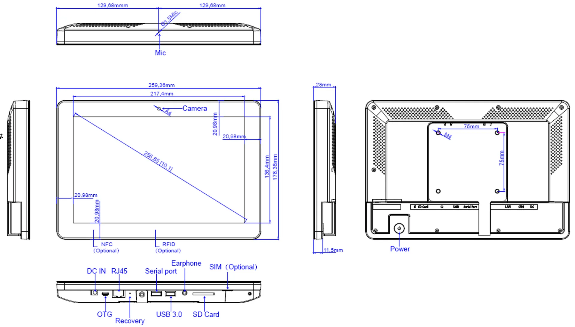 ALLNET Meetingraum RGB LED Tablet 10 Zoll RK3568, 8GB/32GB, Wifi, Android 11, NFC, Farbe schwarz, MeetOne-101-C0 – Bild 3