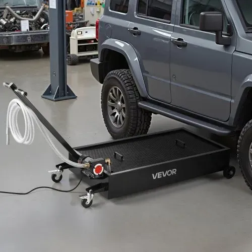 VEVOR Ölwechselkanister mit Niedrigem Profil, 75 L Fassungsvermögen, Ölauffangwanne mit Elektrischer Pumpe & 2,2 m Schlauch, Passend für Autos, SUVs, LKWs, Motorräder, Geländefahrzeuge, Metall – Bild 7