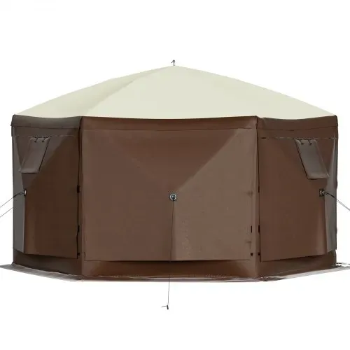 VEVOR Faltpavillon, 3,05 x 3,05 m, 6-seitiges Pop-up-Camping-Überdachungszelt mit Netzfenstern, tragbarer Tragetasche, Erdspießen, große gartenpavillon für Outdoor-Camping, Rasen und Hinterhof – Bild 10