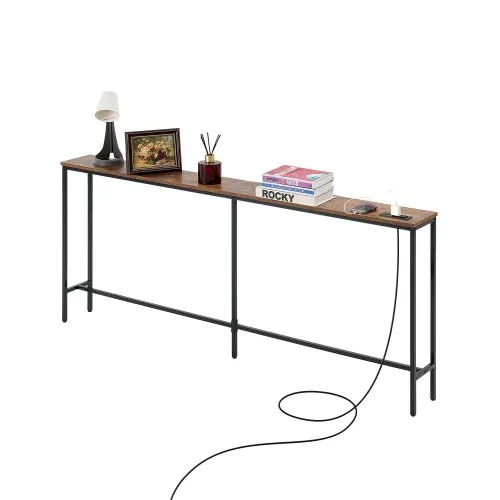 VEVOR schmaler Konsolentisch Eingangstisch (178 cm Länge) mit Steckdosen, 1-stufiger Flurtisch Beistelltisch Sofatisch mit Metallrahmen & Ladestation, für Eingangsbereich Flur Wohnzimmer VEVOR schmaler Konsolentisch Eingangstisch (178 cm Länge) mit Steckdosen, 1-stufiger Flurtisch Beistelltisch Sofatisch mit Metallrahmen & Ladestation, für Eingangsbereich Flur Wohnzimmer