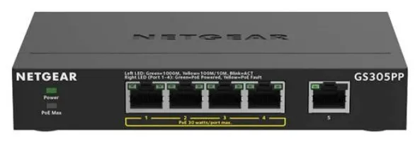 NETGEAR GS305PP Unmanaged Gigabit Ethernet (10/100/1000) Power over Ethernet (PoE) Schwarz – Bild 2
