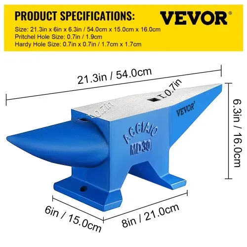 VEVOR Amboss 30kg Schmiede-Amboss für Schmiede Doppeltes Horn aus Stahl Schmiedwerkzeug robust – Bild 6