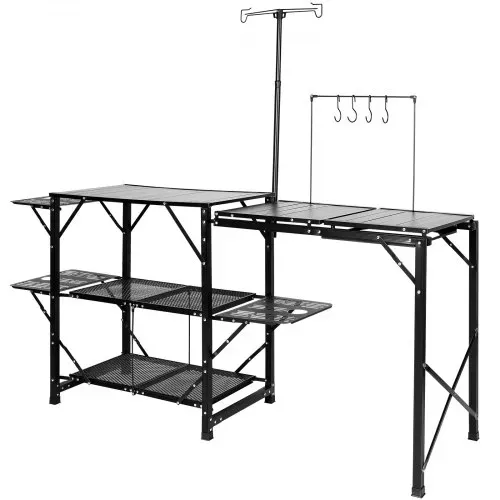 VEVOR Campingküche Outdoor Camping Küche 174 x 50 x 160 cm, Reiseküche Zeltschrank Zusammenklappbar 40 + 22 kg Klappbarer Campingtisch Küchenbox Arbeitsplatte Platz für die Spüle Tragetasche Shwarz – Bild 9