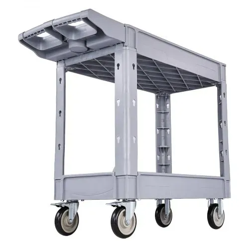 VEVOR Servicewagen Werkstattwagen Rollwagen aus PP 1010x440x845mm Grau, Werkzeugwagen mit 250 kg Tragkraft, Inkl. 2 Ebene 4 Rollen & Griff mit Ablagefach, Allzweckwagen für Garage Lager Werkstatt – Bild 10