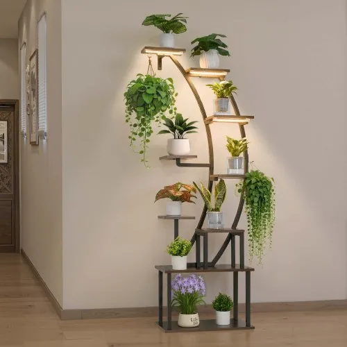 VEVOR Pflanzenständer mit Wachstumslicht, Blumentreppe mit 9 Ebenen, Blumenständer aus Metall, 3 Timer- & 10 Helligkeitsstufen, Blumenregal für die Dekoration von Wohnzimmer & Balkon, 62x28x160 cm VEVOR Pflanzenständer mit Wachstumslicht, Blumentreppe mit 9 Ebenen, Blumenständer aus Metall, 3 Timer- & 10 Helligkeitsstufen, Blumenregal für die Dekoration von Wohnzimmer & Balkon, 62x28x160 cm