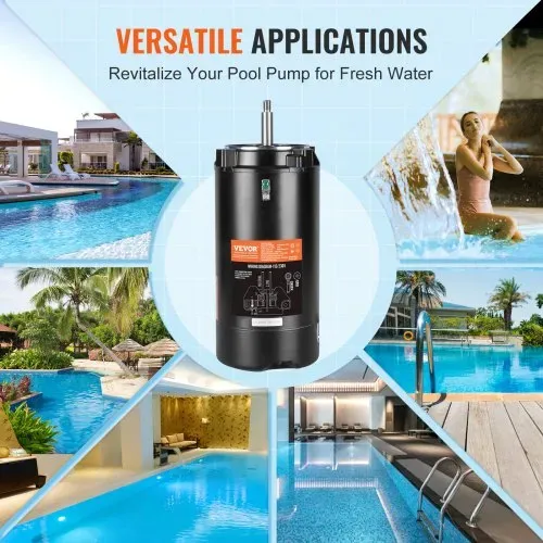 VEVOR 1,5 PS Poolpumpenmotor, 56J Rahmen, 115V(13,6 Ampere)/230V(6,8 Ampere) 3450 U/min, 60Hz, 1.3 Betriebsfaktor, 90μF/250V Kondensator, CCW Rotation Rundflansch Ersatzmotor – Bild 5