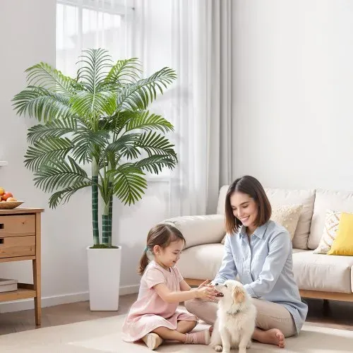 VEVOR Künstliche Areca-Palme, 1,8 m, künstliche tropische Palmenpflanzen mit weißem, hohem Pflanzgefäß, Kunstseidenpflanze im Topf, Kunstbaum für Veranden, Wohnzimmer, Terrassen Zuhause, Büro – Bild 7