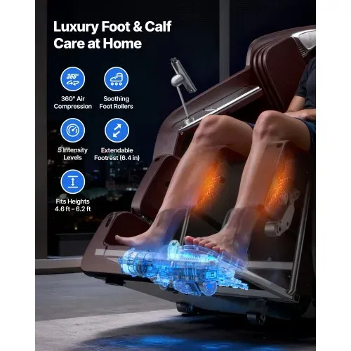 VEVOR Massagesessel Ganzkörpermassagesessel Zero Gravity mit SL-Schiene & Yoga-Stretch-Modus, Relaxsessel mit Heizung & einziehbarem Pedal & 36 Airbags & LCD-Bildschirm Massagestuhl 4D-Massage – Bild 6