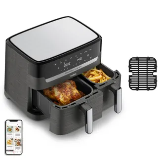 Tefal Dual Easy Fry & Grill EY905B Doppel 8,3 l Eigenständig 2700 W Heißluftfritteuse Grau Tefal Dual Easy Fry & Grill EY905B Doppel 8,3 l Eigenständig 2700 W Heißluftfritteuse Grau